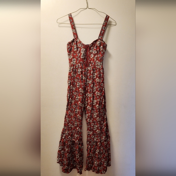 American Eagle Red Floral Jumpsuit - Picture 1 of 4